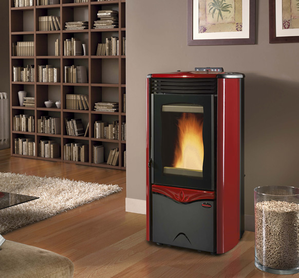 Duchessa Idro Steel Red pellet boiler stove